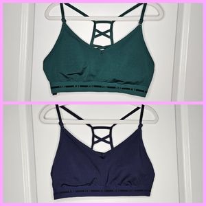 PINK Active 2 Pack Green & Navy Blue Racerback Sports Bras with Padding